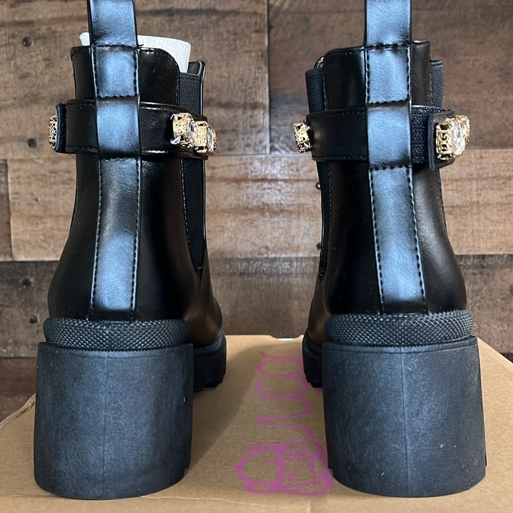 Sugar Size 7 M FAVORITE Black Rhinestones Boots New Women's Shoes - Picture 5 of 8
